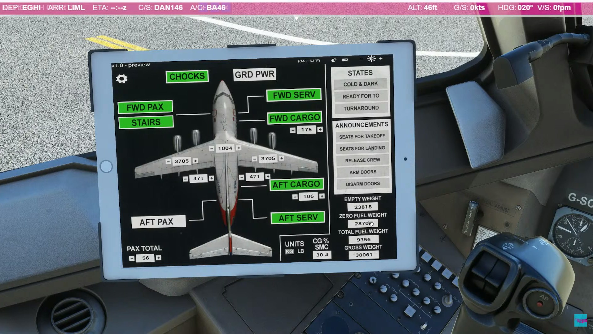 320 Sim Pilot Previews Just Flight BAe146-100 for MSFS
