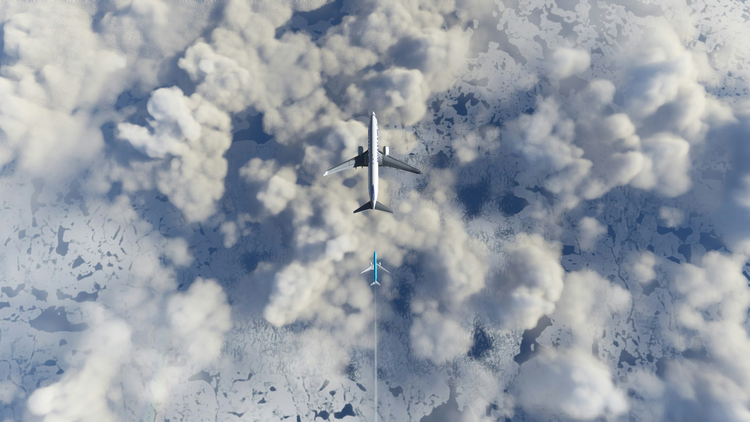 a 737 soars above the clouds