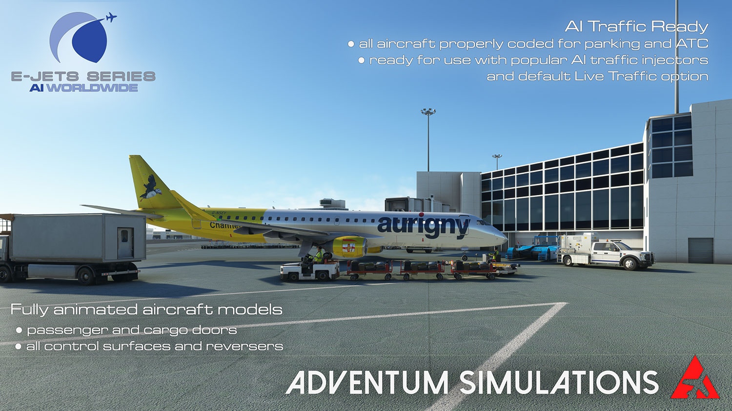 Adventum Simulations Releases AI Worldwide: E-Jets Series for MSFS