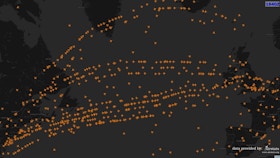 An ATC radar display showing hundreds of aircraft crossing the atlantic.