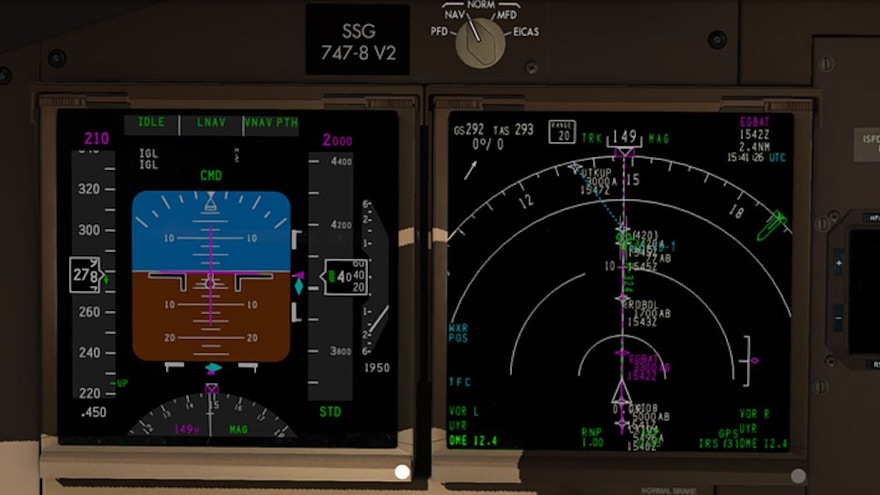 SSG Previews 747-8V2 PFD for X-Plane
