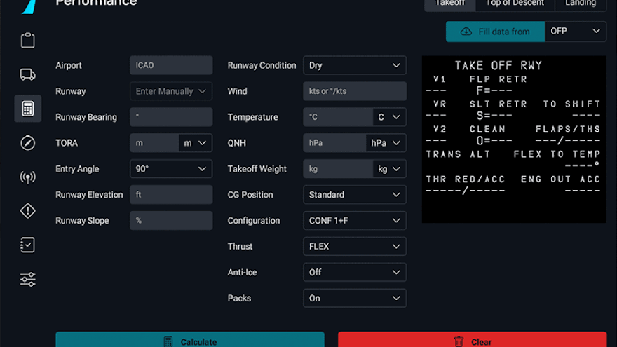 FlyByWire Simulations Adds Custom Take-Off Performance Calculator