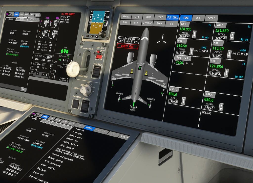 a220 systems, flight controls page, synaptic simulations.