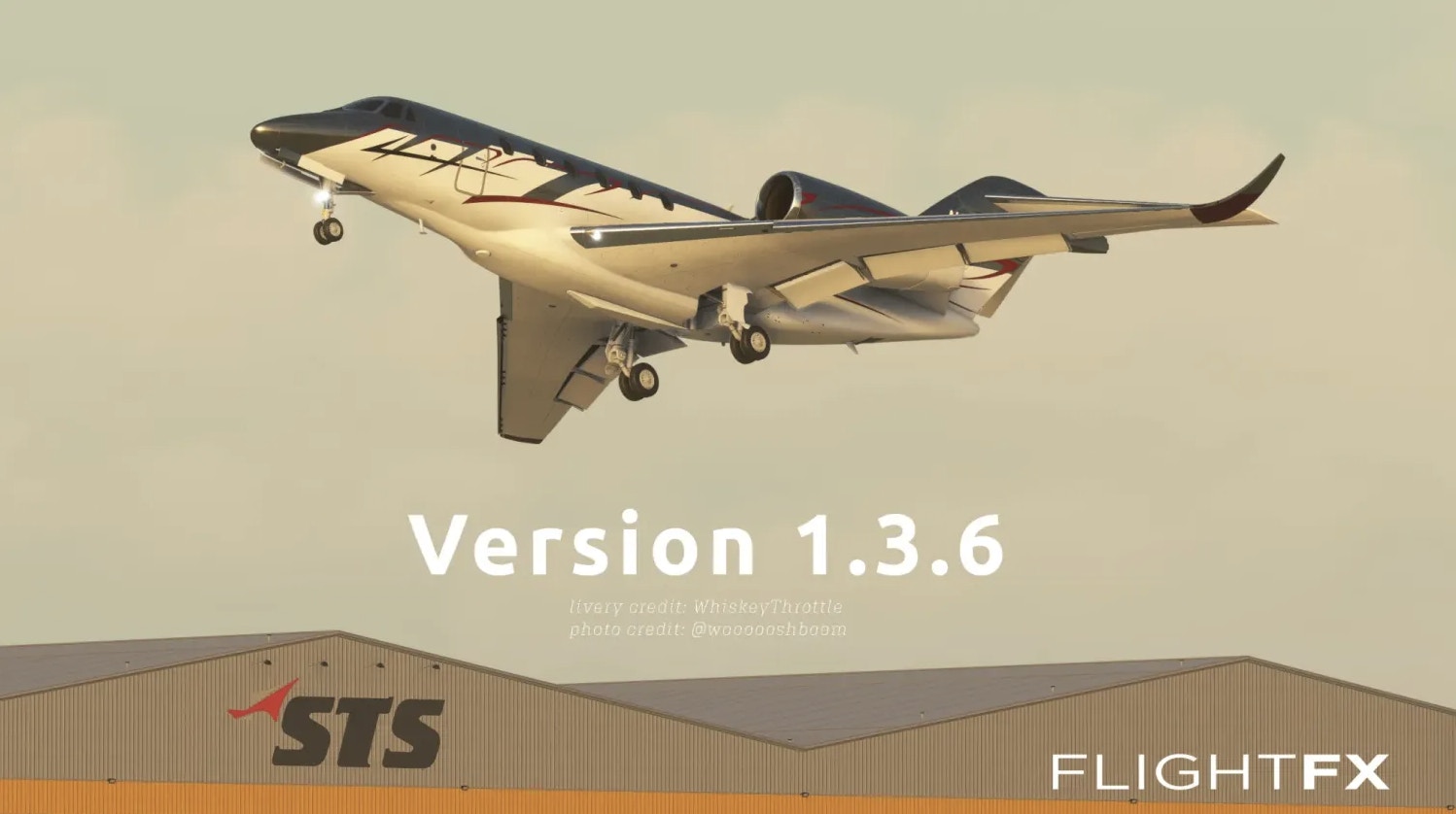 FlightFX Citation X pousando no Microsoft Flight Simulator - Vista externa