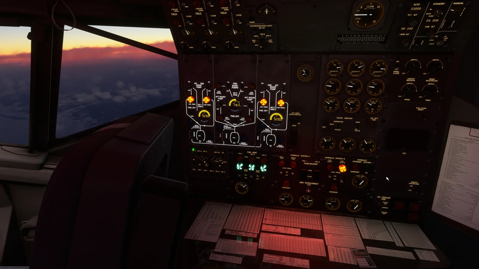Vista interna do cockpit
