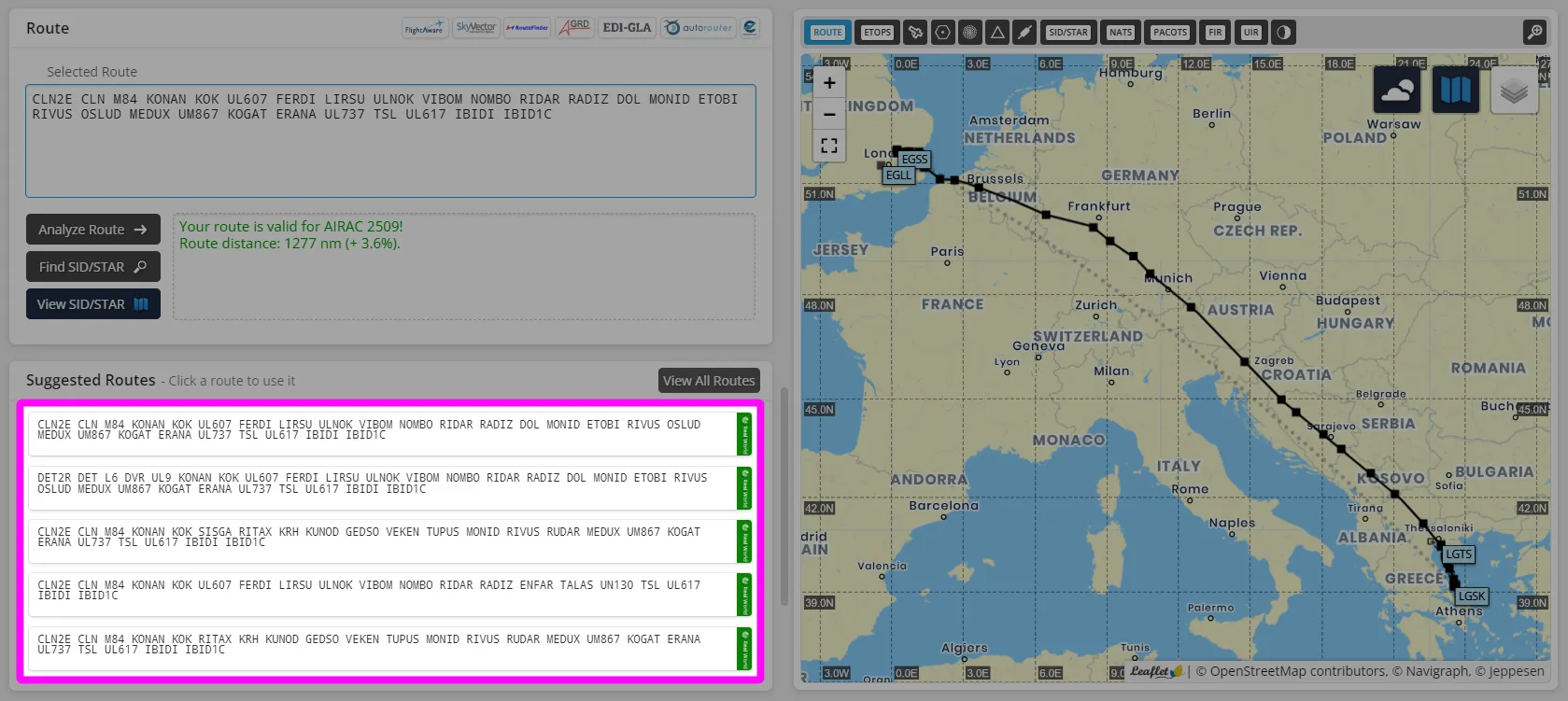 Simbrief European Routes Preview